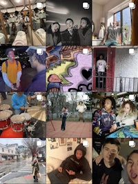 a collage of pictures of people playing drums