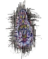 a drawing of a woman on a black background