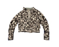 a black and white jacket with a black and white pattern