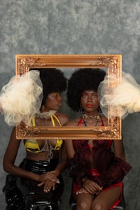 a group of women with afros in a picture frame