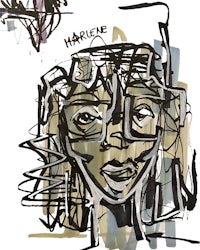 a drawing of a woman wearing glasses
